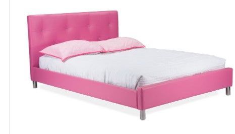 Photo 1 of *INCOMPLETE* SIDE RAILS ONLY* BOX 2 OF 3
PINK LEATHER MODERN FULL SIZE BED 
