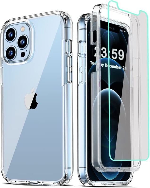 Photo 1 of 2 PACK - COOLQO COMPATIBLE FOR IPHONE 12 PRO MAX CASE 6.7 INCH, AND [2 X TEMPERED GLASS SCREEN PROTECTOR] CLEAR 360 FULL BODY COVERAGE SILICONE PROTECTIVE 13 FT SHOCKPROOF PHONE COVER
