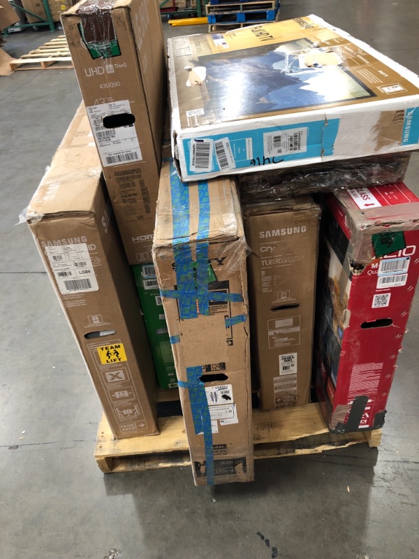 Photo 1 of MIXED PALLET OF DAMAGED TVS**MIXED SIZES**NO REFUNDS**