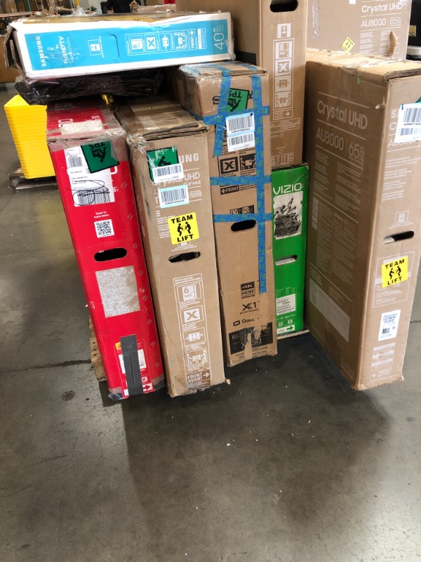 Photo 1 of MIXED PALLET OF DAMAGED TVS**MIXED SIZES**NO REFUNDS**