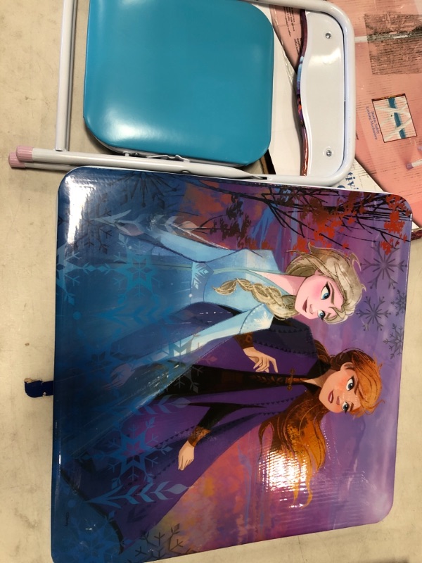 Photo 3 of Disney Frozen Activity Table & Chair Set for Toddlers 24-48M, Includes 1 Table & 1 Chair - Sturdy Metal Construction, Table: 20"L x 20"W x 16.4"H, Chair: 12"L x 11.6"W x 17.7"H - Weight Limit: 70 lbs
