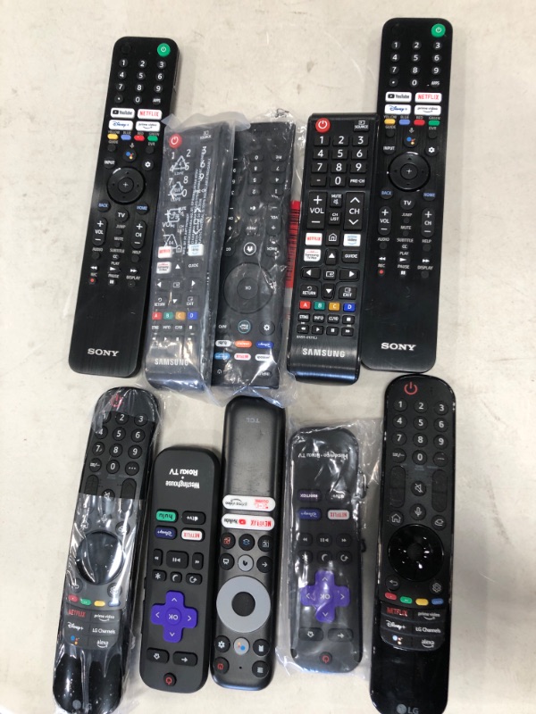 Photo 1 of BUNDLE OF 10 VARIOUS TV REMOTES.