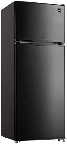 Photo 1 of PARTS ONLY ONLY FREEZER GETS COLD 
RCA RFR741-BLACK Apartment Size-Top Freezer-2 Door Fridge-Adjustable Thermostat Control-Black-7.5 Cubic Feet
