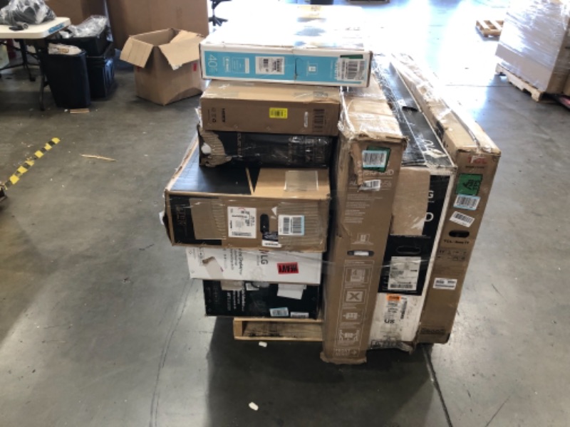 Photo 1 of 13 items 
pallet of damaged TV's and monitors 
accessories not included