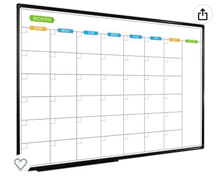 Photo 1 of (DENTED BOARD) JILoffice Large Dry Erase Calendar Whiteboard - Magnetic White Board Calendar Monthly 60 X 40 Inch, Black Aluminum Frame Wall Mounted Board for Office Home and School