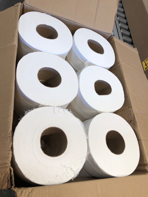 Photo 2 of (DAMAGED ENDS) Tork Jumbo Toilet Paper Roll White T22, Universal, 2-ply, 12 x 1000', TJ0922A
