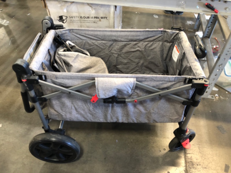 Photo 2 of (SCRATCHED) EVER ADVANCED Foldable Wagons for Two Kids & Cargo, Collapsible Folding Stroller with Adjustable Handle Bar,Removable Canopy with 5-Point Harness
