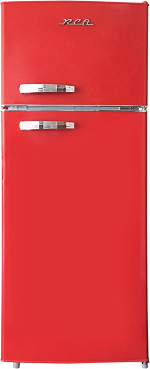 Photo 1 of ***PARTS ONLY*** RCA RFR1055-RED, Retro 2 Door Apartment Size Refrigerator with Freezer, 10, red, cu ft
