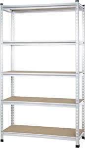 Photo 1 of Amazon Basics Medium Duty Storage Shelving Double Post Press Board Shelf, 48 x 18 x 72 Inch, Aluminum
