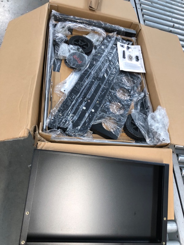 Photo 1 of FEASTO Three-Shelf Movable Food Prep Cart Table , Home and Outdoor Multifunctional Stainless Steel Table Top Worktable on Two Wheels, L50’’x W21.7 (MINOR DENTING)