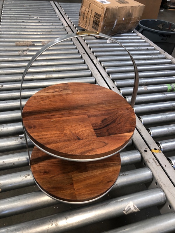 Photo 2 of 2-Tier Wood & Metal Cake Stand - Hearth & Hand with Magnolia