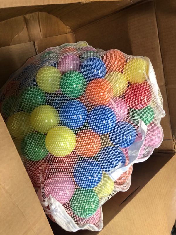 Photo 2 of  Non-Toxic Crush Proof Play Balls Pit Balls- 6 Bright Colors in Reusable and Durable Storage Mesh Bag with Zipper