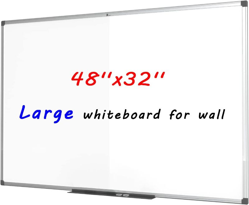 Photo 1 of TOWON Magnetic Dry Erase Board White Board, Silver Aluminium Frame, Whiteboard for Wall with Pen Tray and Accessories for Office, Homeschool, 48 x 32 Inches
