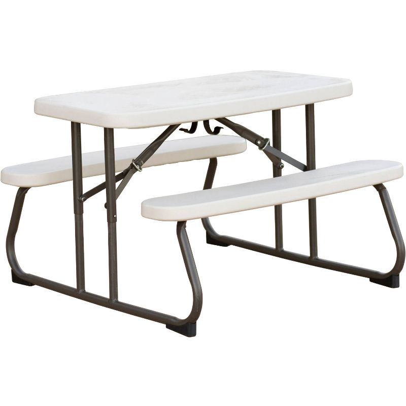 Photo 1 of 35-1/2 in. x 32-1/2 in. Kids Picnic Table with Benches