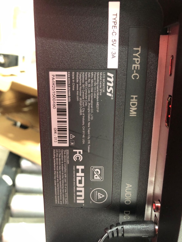 Photo 1 of MSI 27” IPS FHD (1920 x 1080) Non-Glare with Super Narrow Bezel 75Hz 1ms 16:9 with Adjustable Stand (Modern MD271P)
