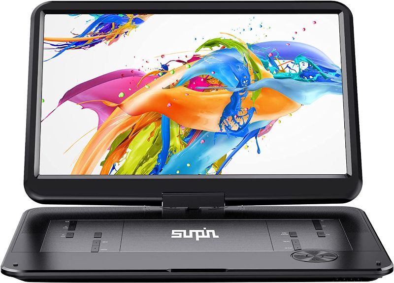 Photo 1 of SUNPIN 17.9" Portable DVD Player with 15.6" Large HD Swivel Screen, 6 Hours Rechargeable Battery, Anti-Shocking, Resume Play, Support AV in&Out/USB/SD Card, Region-Free, Remote Controller, Black
