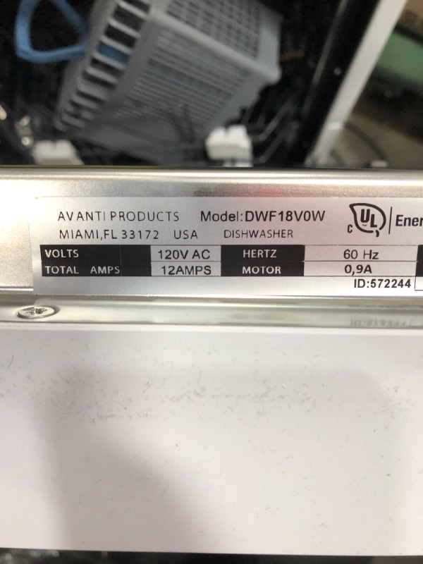 Photo 5 of Avanti DWF18V3S Dishwasher 18-Inch Built in with 3 Wash Options and 6 Automatic Cycles, Stainless Steel Construction with Electronic Control LED Display, Low Noise Rating, Metallic
