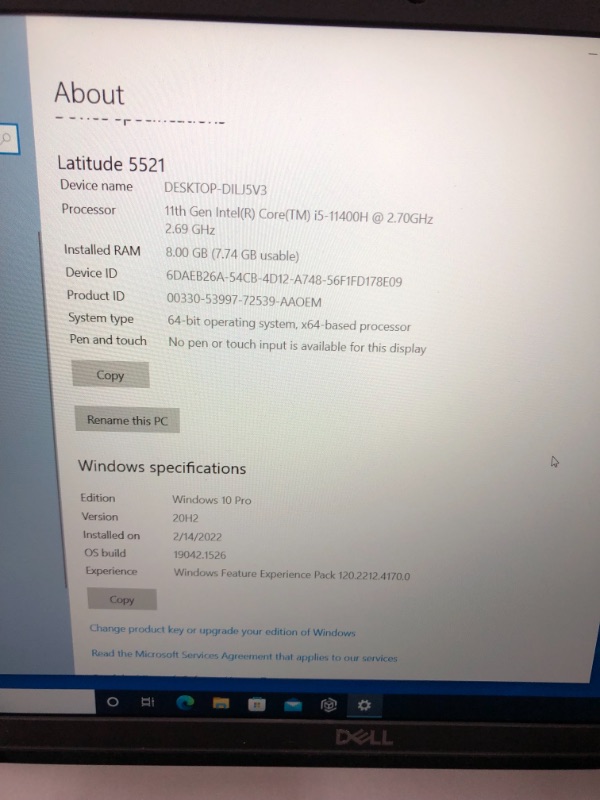 Photo 6 of Dell Latitude 5521 15.6" FHD Notebook, Intel i5-11400H,8GB RAM,256GB SSD,7JYN4
