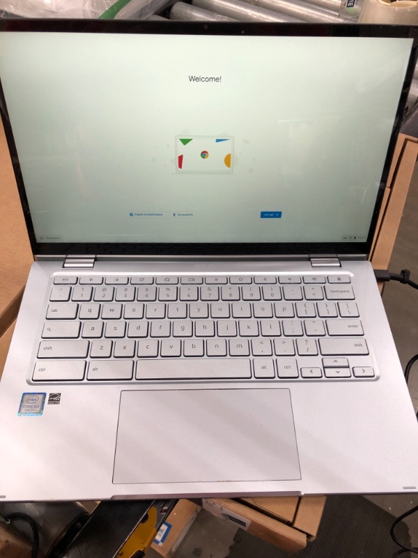 Photo 3 of ASUS Chromebook Flip C433 2 in 1 Laptop, 14" Touchscreen FHD NanoEdge Display, Intel Core m3-8100Y Processor, 8GB RAM, 64GB eMMC Storage, Backlit Keyboard, Silver, Chrome OS, C433TA-AS384T
