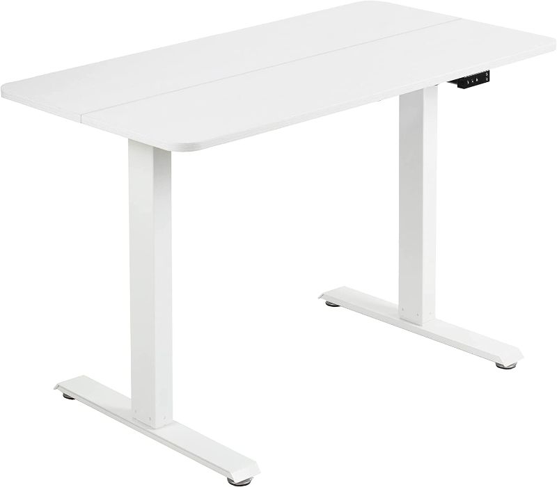 Photo 1 of Electric Height Adjustable 48.8 x 13.4 X 6.3 Stand Up Desk, Complete Standing Workstation with Memory Controller, White.