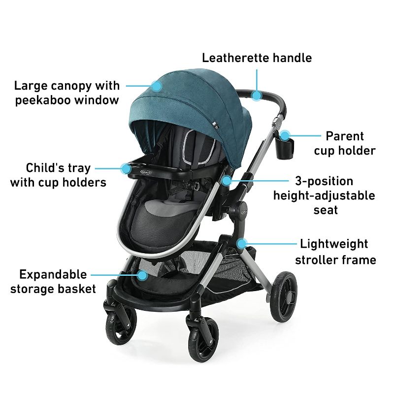 Photo 1 of Graco Modes Nest Travel System, Includes Baby Stroller with Height Adjustable Reversible Seat, Pram Mode, Lightweight Aluminum Frame and SnugRide 35 Lite Elite Infant Car Seat, Bayfield
