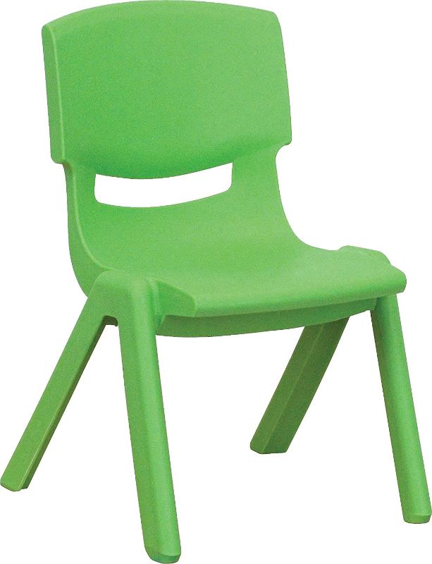 Photo 2 of Flash Furniture Plastic Stackable School Chair with 10.5'' Seat Height Green