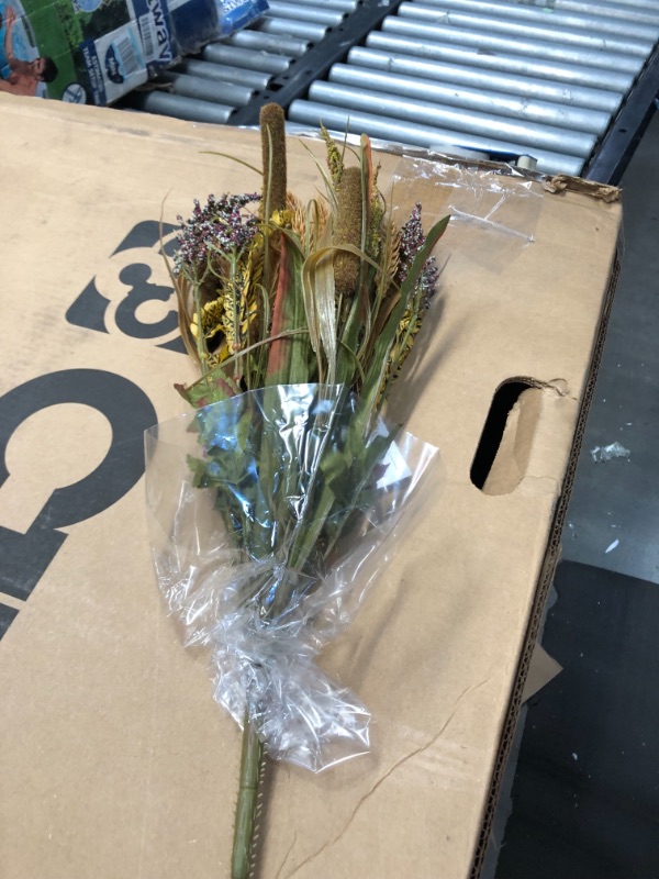 Photo 2 of Admired By Nature Artificial Flowers Faux Cattail Wheat Fall Mix Bush Arrangement, 3. Gold
