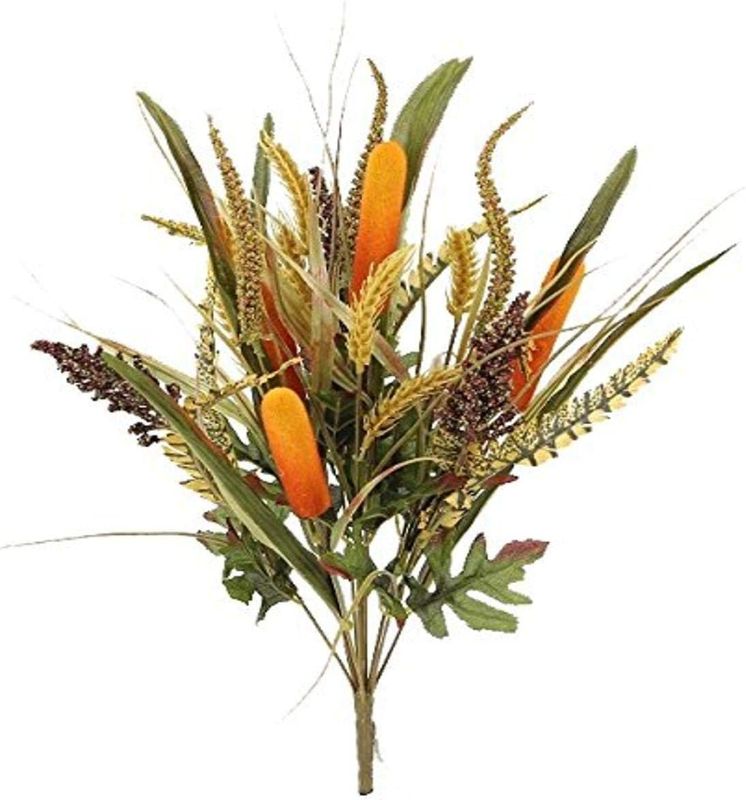 Photo 1 of Admired By Nature Artificial Flowers Faux Cattail Wheat Fall Mix Bush Arrangement, 3. Gold
