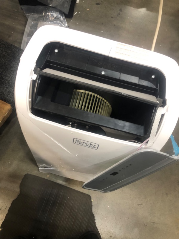 Photo 9 of (DAMAGED, NOT FUNCTIONAL)BLACK+DECKER 8,000 BTU Portable Air Conditioner with Remote Control, White
**DID NOT POWER ON, FRONT IS BROKEN, MISSING REMOTE**
