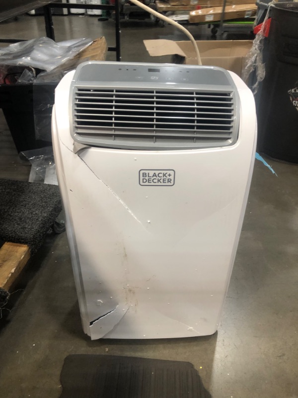 Photo 10 of (DAMAGED, NOT FUNCTIONAL)BLACK+DECKER 8,000 BTU Portable Air Conditioner with Remote Control, White
**DID NOT POWER ON, FRONT IS BROKEN, MISSING REMOTE**
