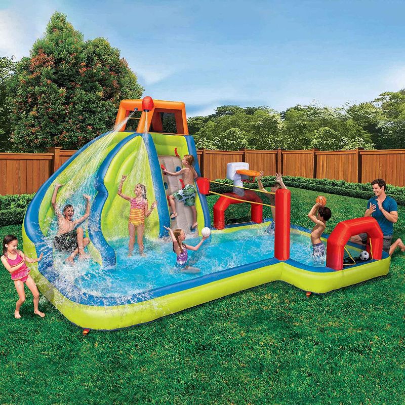 Photo 1 of **INCOMPLETE**BANZAI 2-in1 Ultimate Combo Pack Bouncer and Water Parks, Length: 15 ft 2 in, Width: 13 ft 4 in, Height: 7 ft 11 in, Inflatable Outdoor Backyard Water Slide Splash Toy
