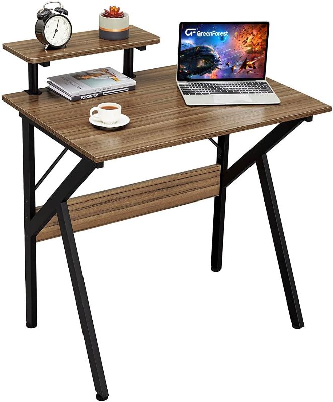 Photo 1 of GreenForest Small Computer Desk 32 inch, Writing Gaming Desk with Moveable Shelf for Home Office Workstation, Espresso
