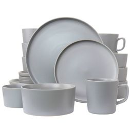 Photo 1 of 20pc Stoneware Luxmatte Dinnerware Set Light Gray - Elama

