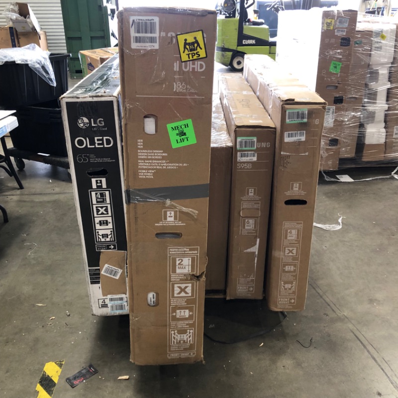 Photo 1 of PALLET OF ASSORTED DAMAGED TVS NO RETURNS NONREFUNDABLE
