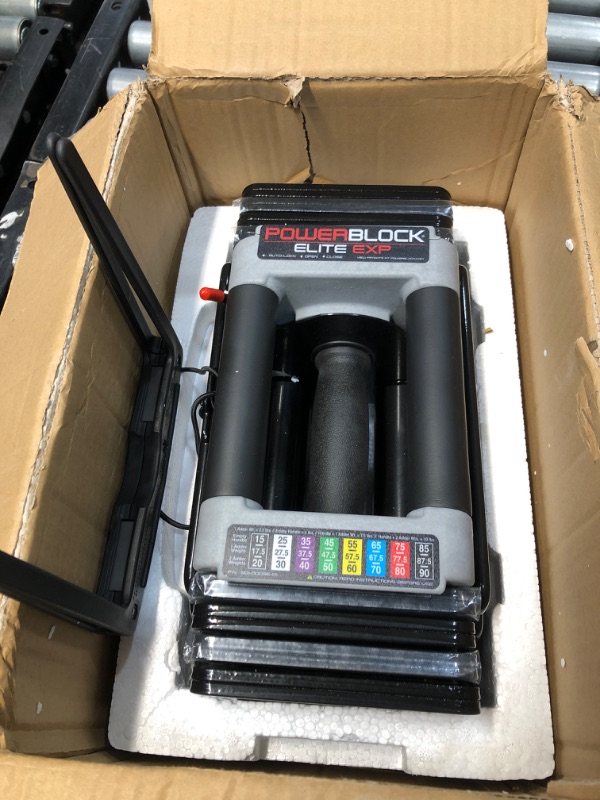 Photo 2 of **ONLY ONE** PowerBlock Elite EXP Adjustable Dumbbells, Sold in Pairs, Stage 1, 5-50 lb. Dumbbells, Durable Steel Build, Innovative Workout Equipment, All-in-One Dumbbells, Expandable with Expansion Kits
