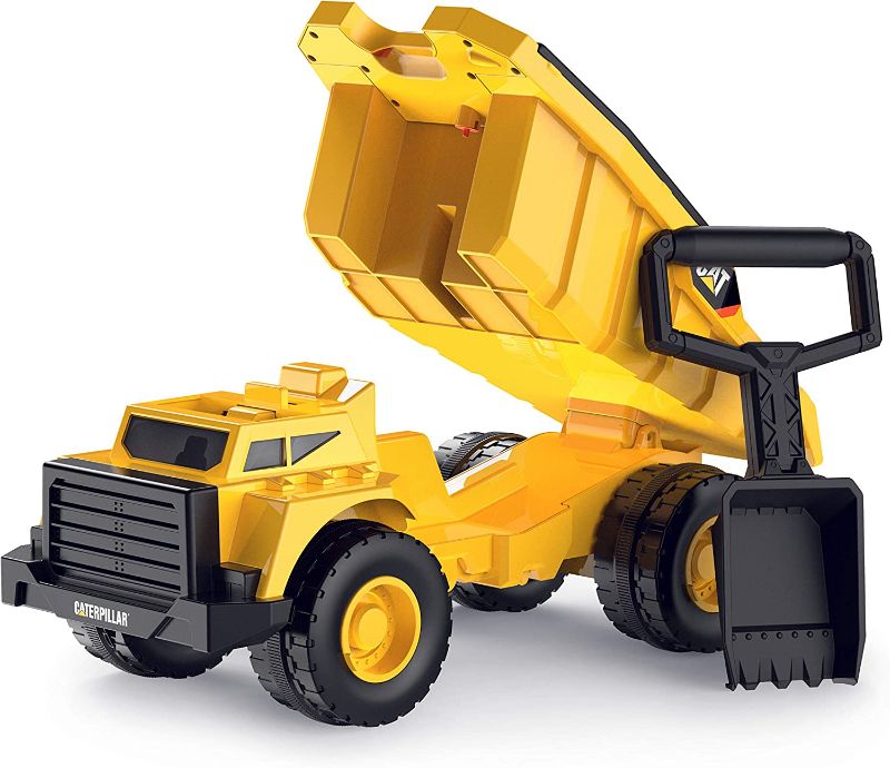 Photo 1 of CAT Shovel and Sift Dump Truck Ride-On Toy for Kids and Children Ages 1 - 3 Years Old, Featuring Realistic Job Site Sounds and Removable Sifter and Shovel, Yellow/Black, by Kid Trax
