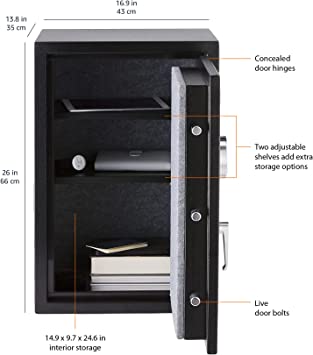 Photo 1 of Amazon Basics Fire Resistant Security Safe with Programmable Electronic Keypad - 2.1 Cubic Feet, 16.93 x 25.98 x 13.8 inches
