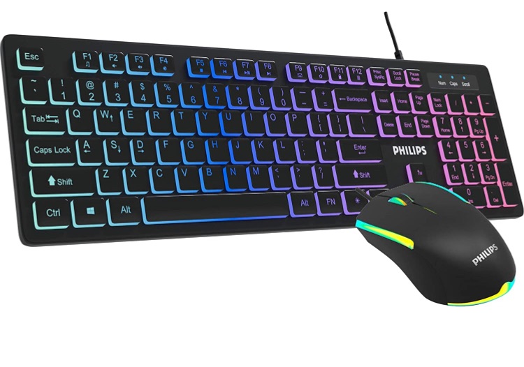 Photo 1 of Philips Wired Gaming Keyboard and Mouse Combo, Quiet RGB Backlit Membrane Keyboard with LED Optical Mouse, Island Style- Chiclet Keys for Gaming, Business and Office