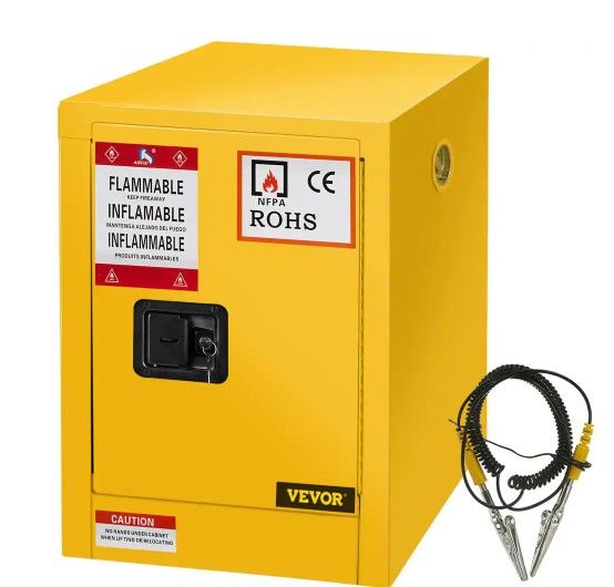 Photo 1 of 17 in. W x 17 in. D x 22 in. H Flammable Storage Safety Cabinet Adjustable Shelf Steel Yellow Outdoor Storage Cabinet
