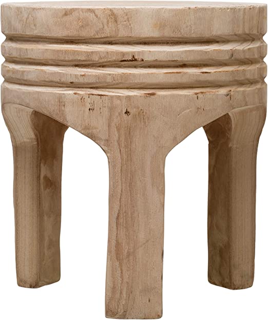 Photo 1 of (DENTED) Creative Co-Op Paulownia Wood Stool, Natural
