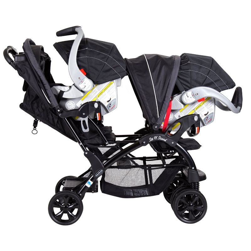 Photo 1 of BROKEN BACK WHEELS AND HANDLE LOCK IS ALSO BROKEN***
Baby Trend Sit and Stand Double Stroller, Onyx
