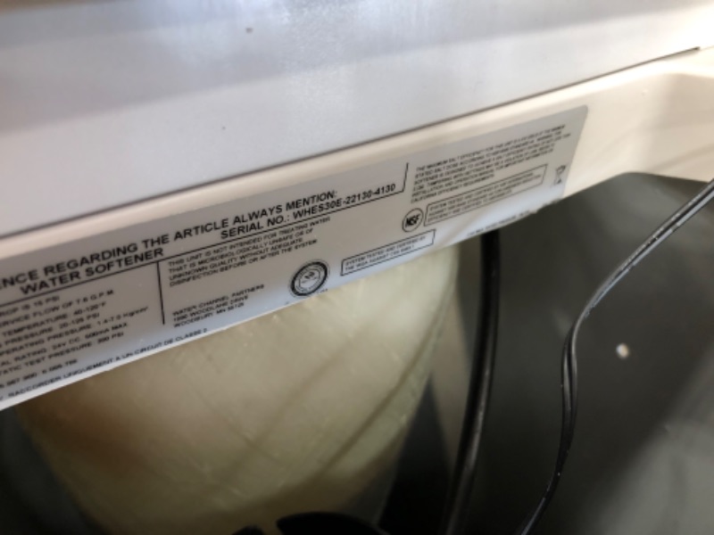 Photo 3 of (DAMAGED LID) Whirlpool WHES30E 30,000 Grain Softener | Salt & Water Saving Technology | NSF Certified | Automatic Whole House Soft Water Regeneration, 0.75 inches, Off-White

