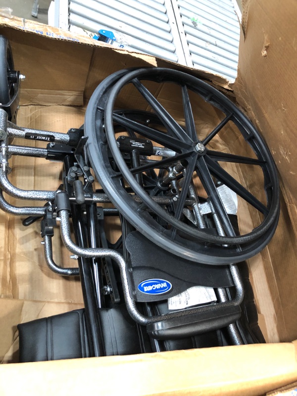 Photo 2 of (MISSING FOOTRESTS) Invacare Tracer IV Wheelchair w/ Desk Length Arms - 22 inchx18 inch - 8 inch Casters & 24 inch Rear Wheels