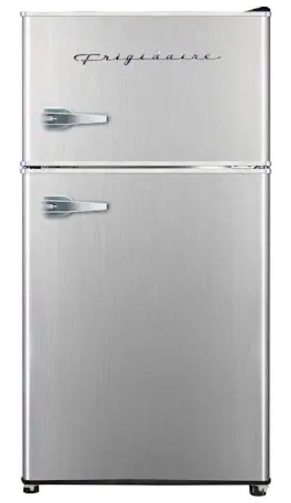 Photo 1 of (DENTED) Frigidaire EFR341, 3.2 cu ft 2 Door Fridge and Freezer, Platinum Series, Stainless Steel, Double
