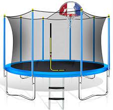 Photo 1 of (INCOMPLETE; NOT FUNCTIONAL; BOX2OF3; REQUIRES BOX1,2 FOR COMPLETION) Merax 14FT Trampoline with Safety Enclosure Net Basketball Hoop and Ladder\
