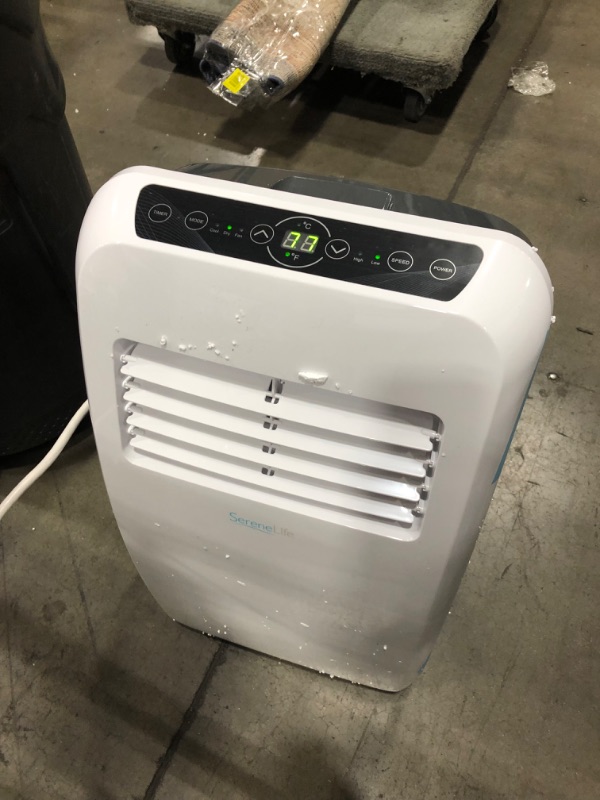 Photo 3 of (Does not function)Portable Electric Air Conditioner Unit - 900W 8000 BTU Power Plug In AC Cold Indoor Room Conditioning System w/ Cooler, Dehumidifier, Fan, Exhaust Hose, Window Seal, Wheels, Remote - SereneLife SLPAC8
**POWERS ON AND BLOWS AIR, UNABLE T