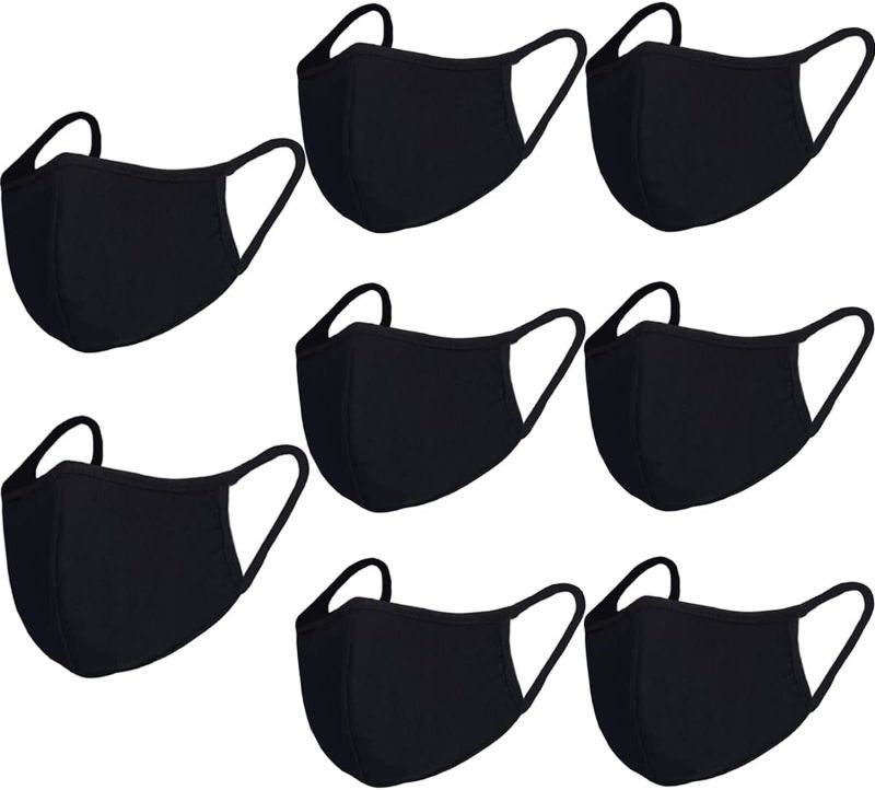 Photo 1 of comfso 8 Pack Organic Cotton Face Cover Washable and Reusable - Black Travel Face Mask, Mouth Protection Cloth Masks with Nose Bridge Wire - Soft Fabric for Women Men Outdoor