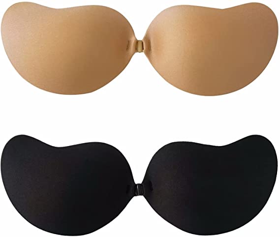 Photo 1 of Adhesive Bra,2 Pairs Sticky Bra Push up Backless Invisible Bras for Women Reusable Strapless Stick on Bra an with nipple covers