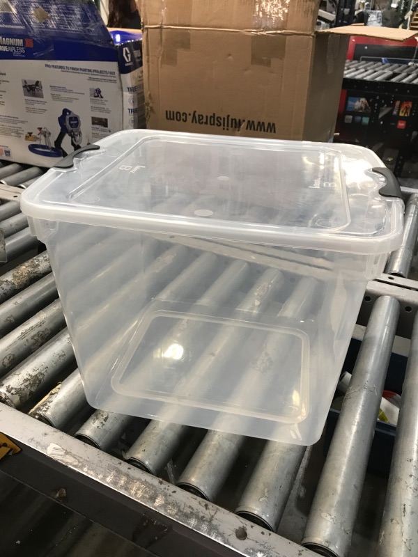 Photo 2 of 31 Qt. Latching Clear Storage Container with Gray Handles (4-Pack) (missing 3)