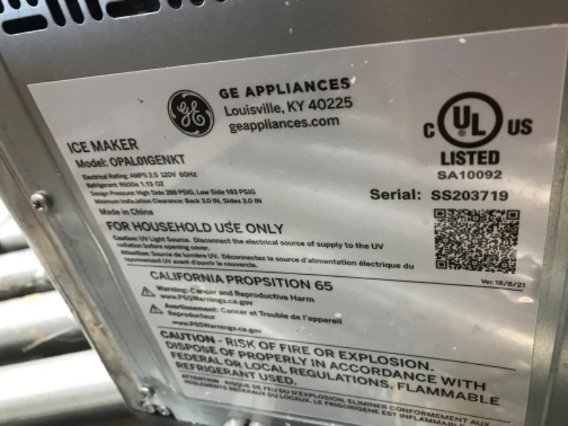 Photo 3 of ***PARTS ONLY*** GE Profile Opal | Countertop Nugget Ice Maker with Side Tank | Ice Machine with WiFi Connectivity | Smart Home Kitchen Essentials | Stainless Steel
